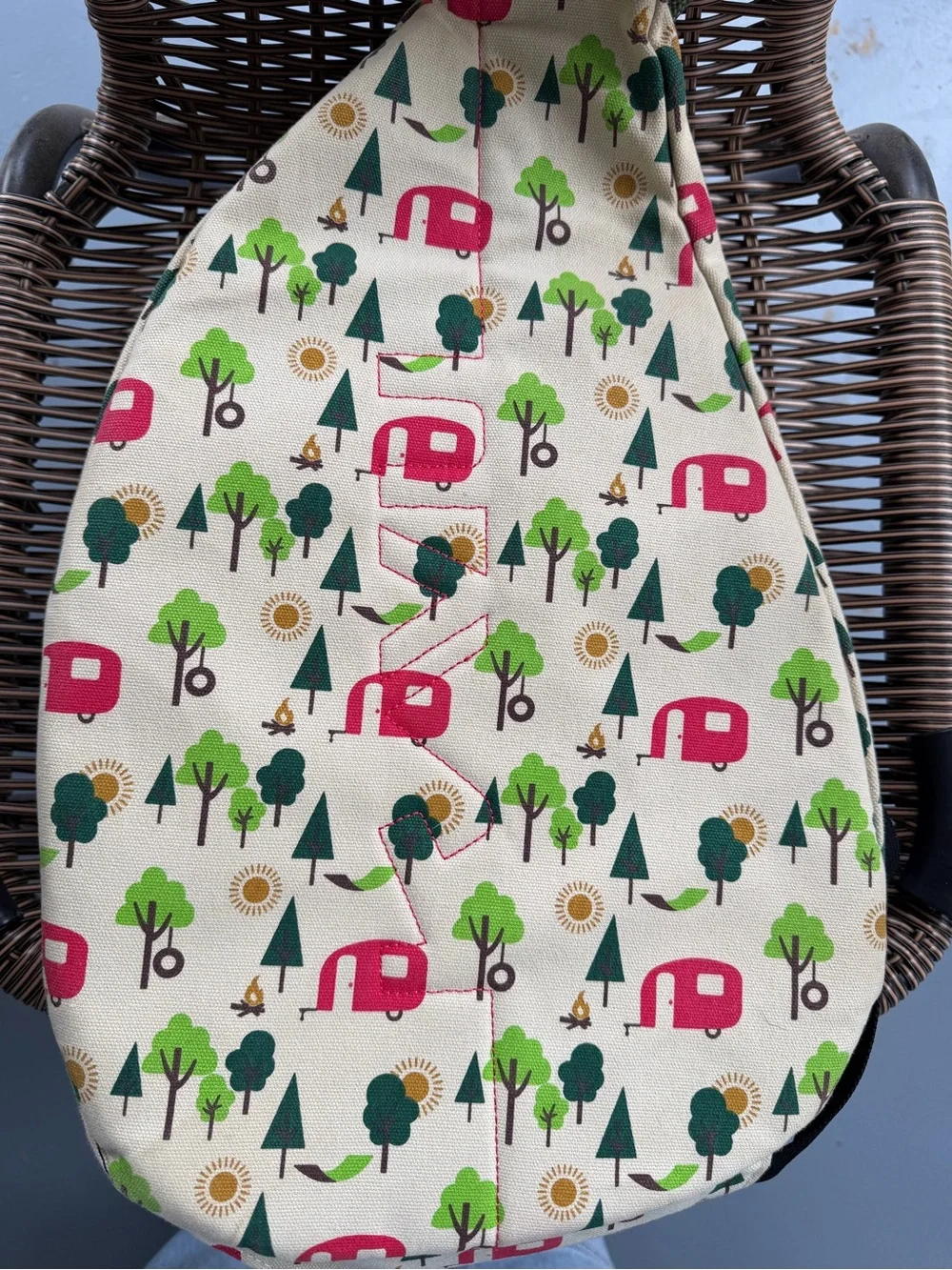 Kavu Sling Rope Bag in Cream with Camper Print